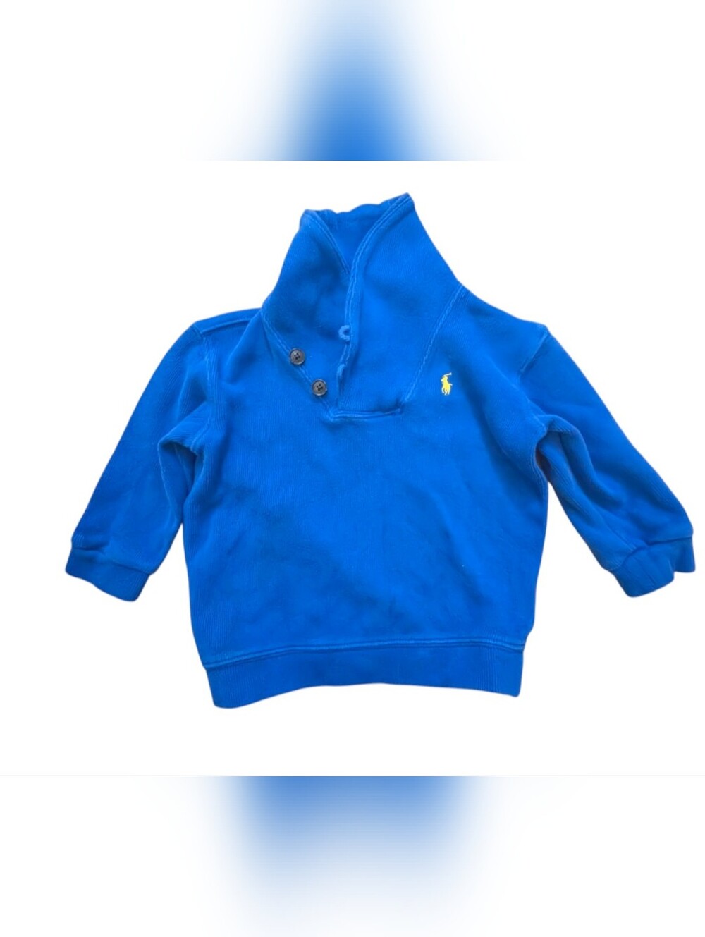 Ralph Lauren Dark Royal Blue 18M Shawl Collar Sweater Yellow Pony Preppy Baby